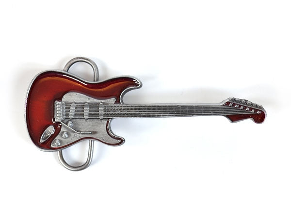 Red Guitar Belt Buckle