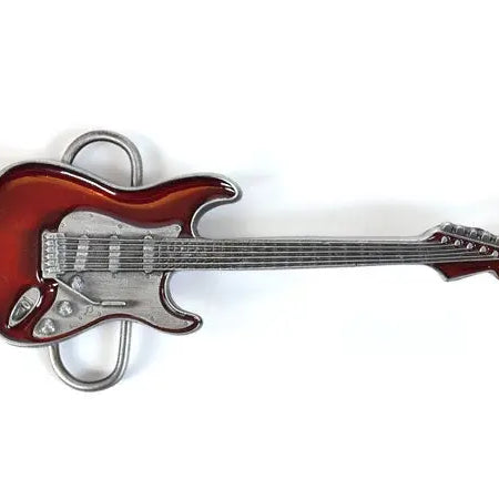 Red Guitar Belt Buckle