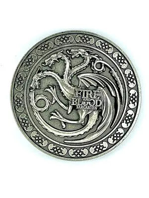 Game Of Thrones dragon design and 'Fire and Blood' text belt buckle