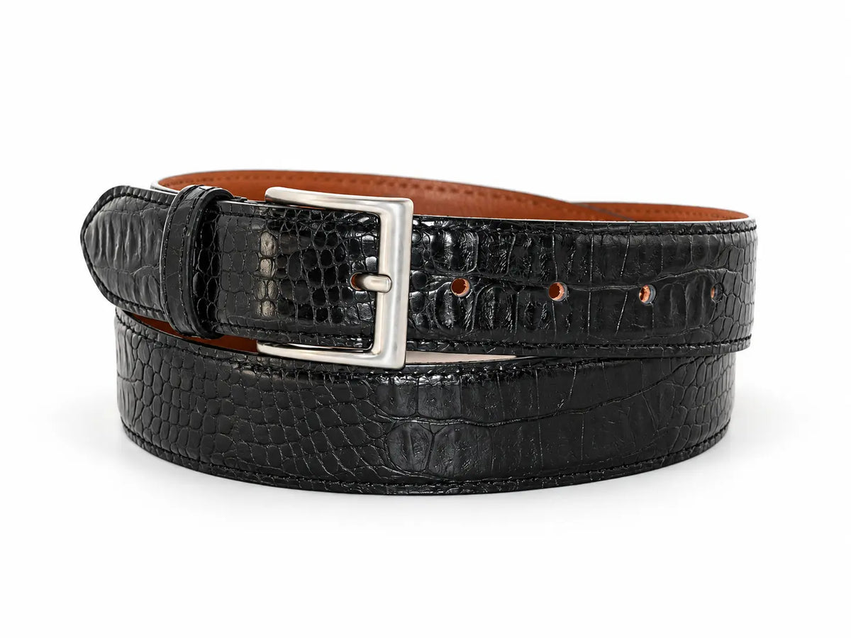 Crocodile Print Leather Belt – 35mm Genuine Leather Flash My Buckle