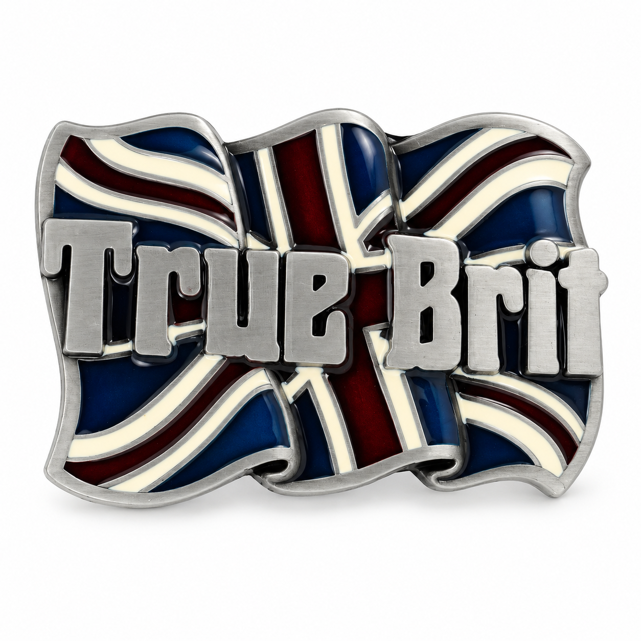 True Brit Union Jack belt buckle with raised British flag design
