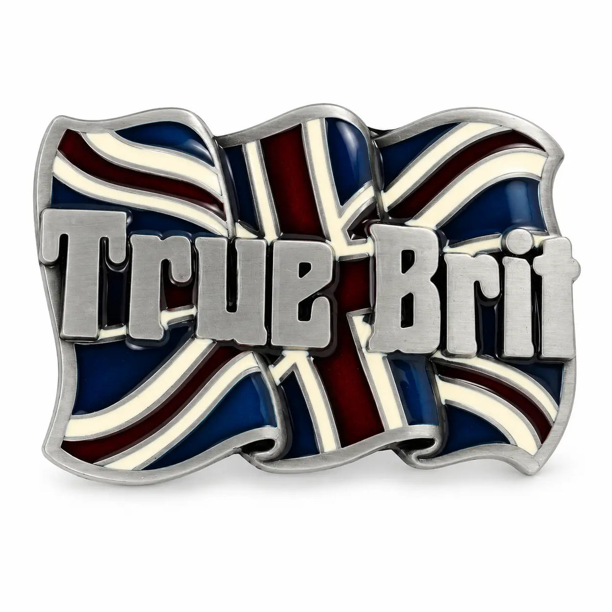 True Brit Union Jack belt buckle with raised British flag design
