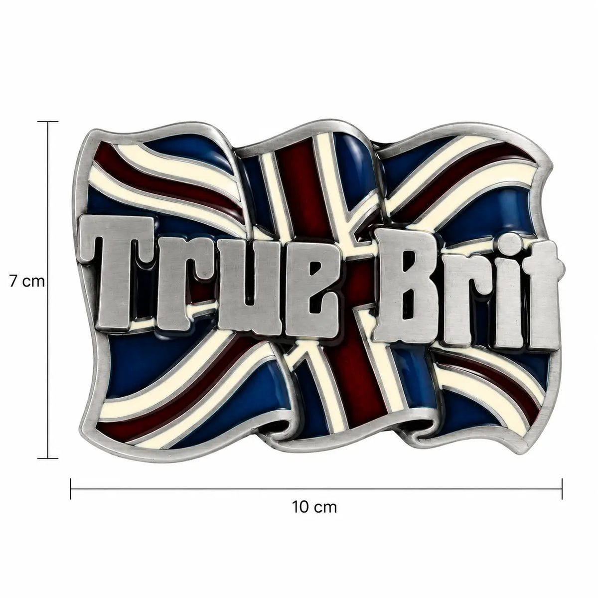 Rear of True Brit Union Jack belt buckle showing belt loop and fastening stud