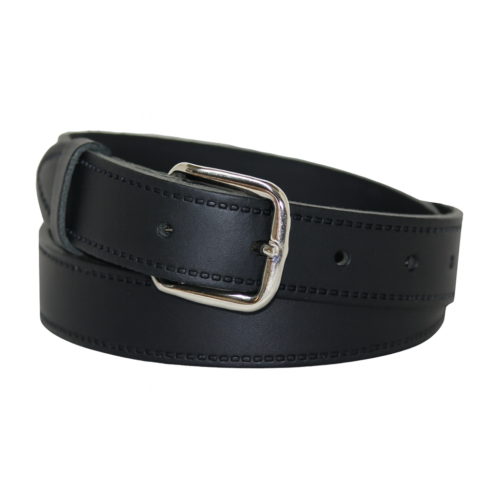 Childrens 25mm School Black Leather Belt