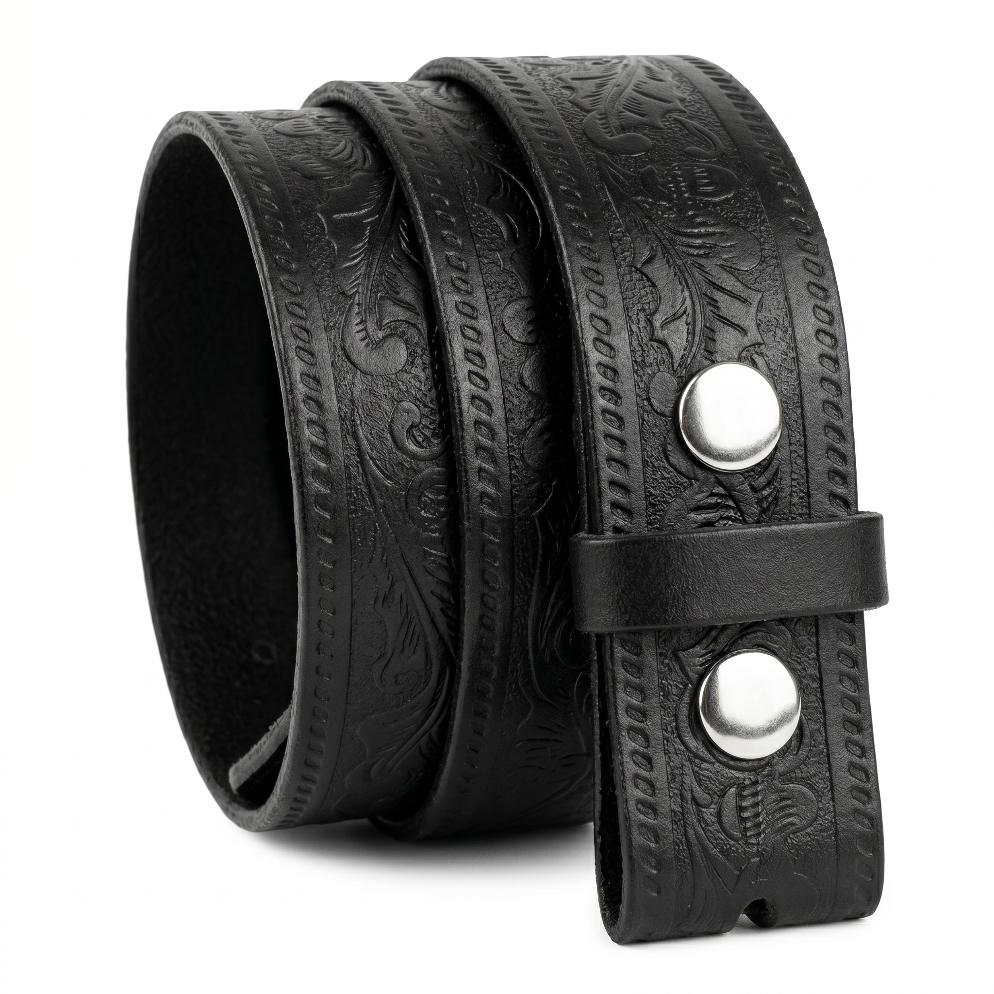 Embossed Leather Belt Strap For Men Without Buckle 1.5" Wide
