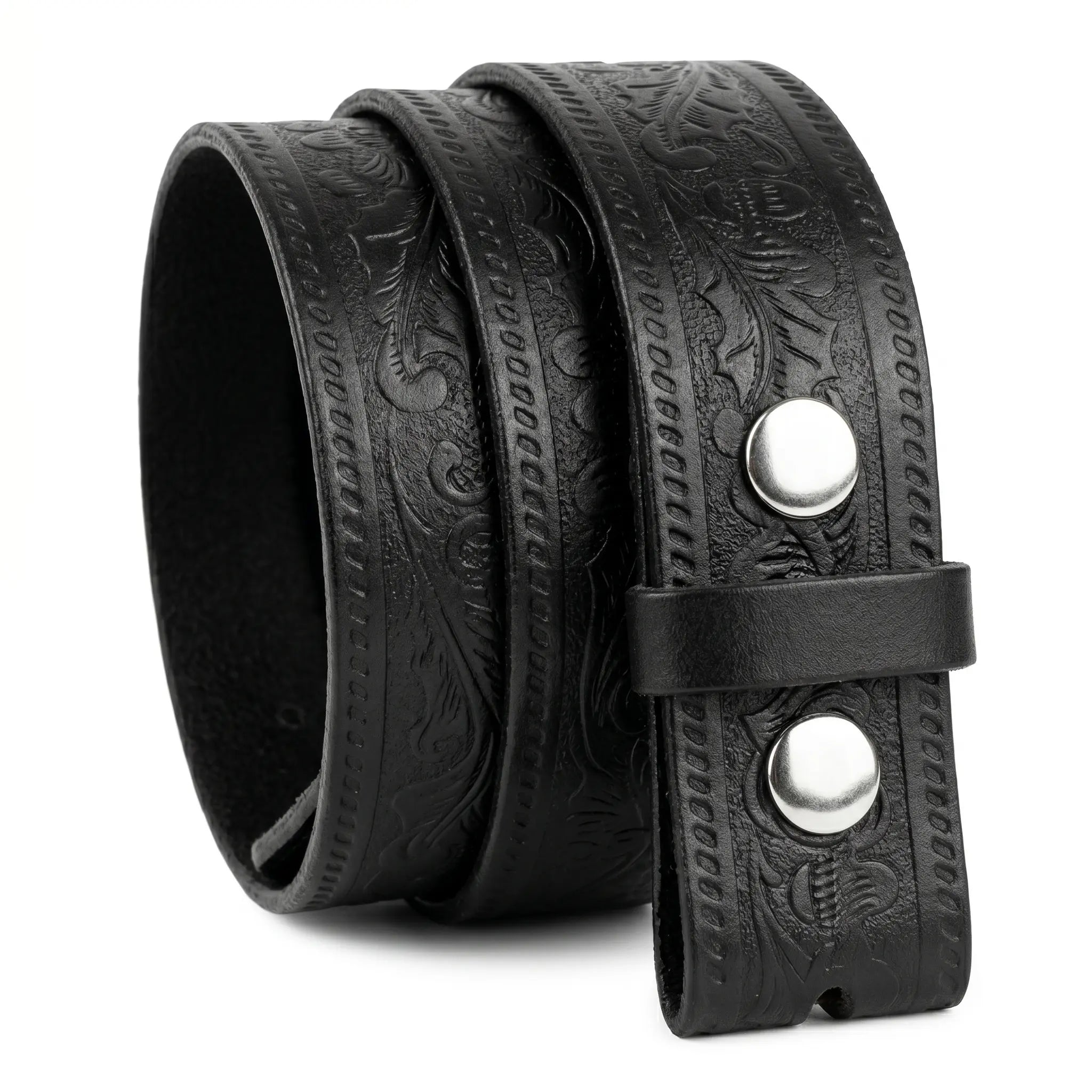 Embossed Leather Belt Strap For Men Without Buckle 1.5" Wide