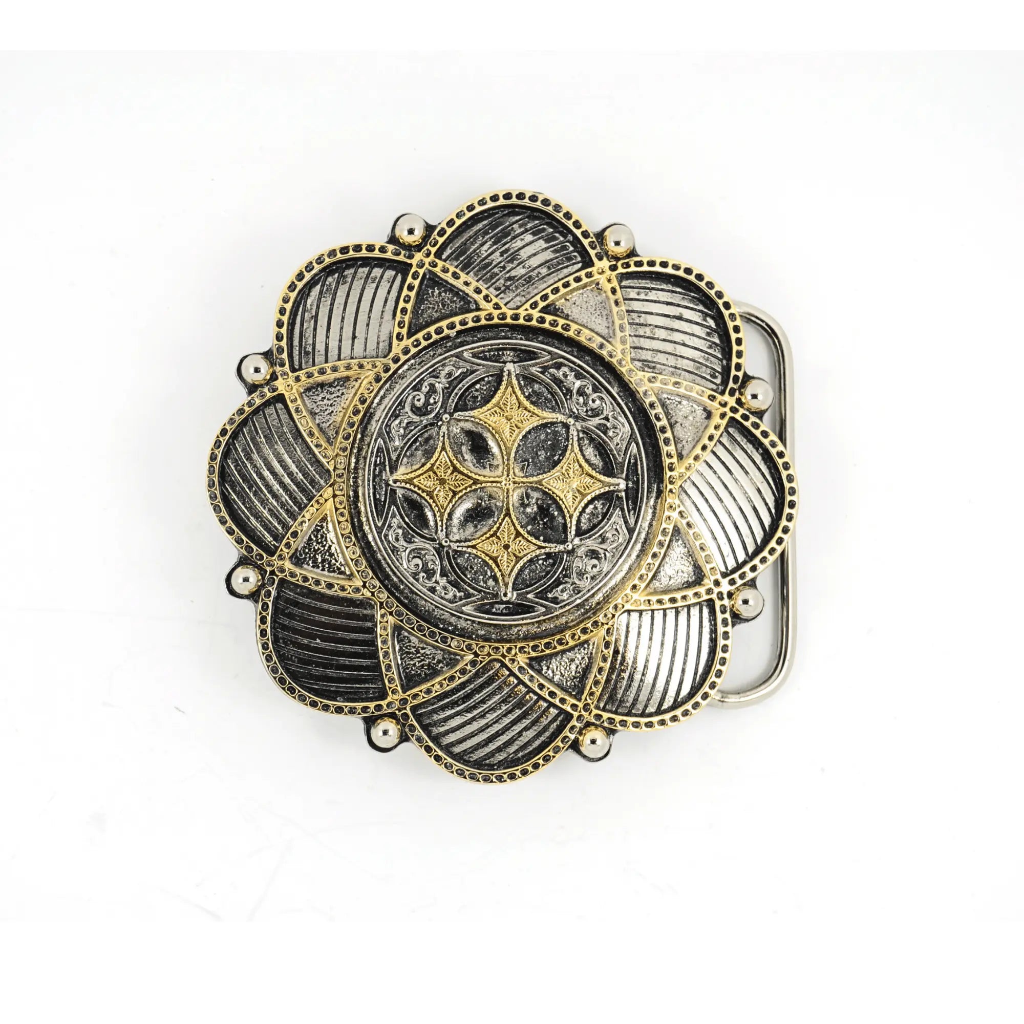 Celtic Flower Style - Gold & Silver Plated Bet Buckle Flash My Buckle