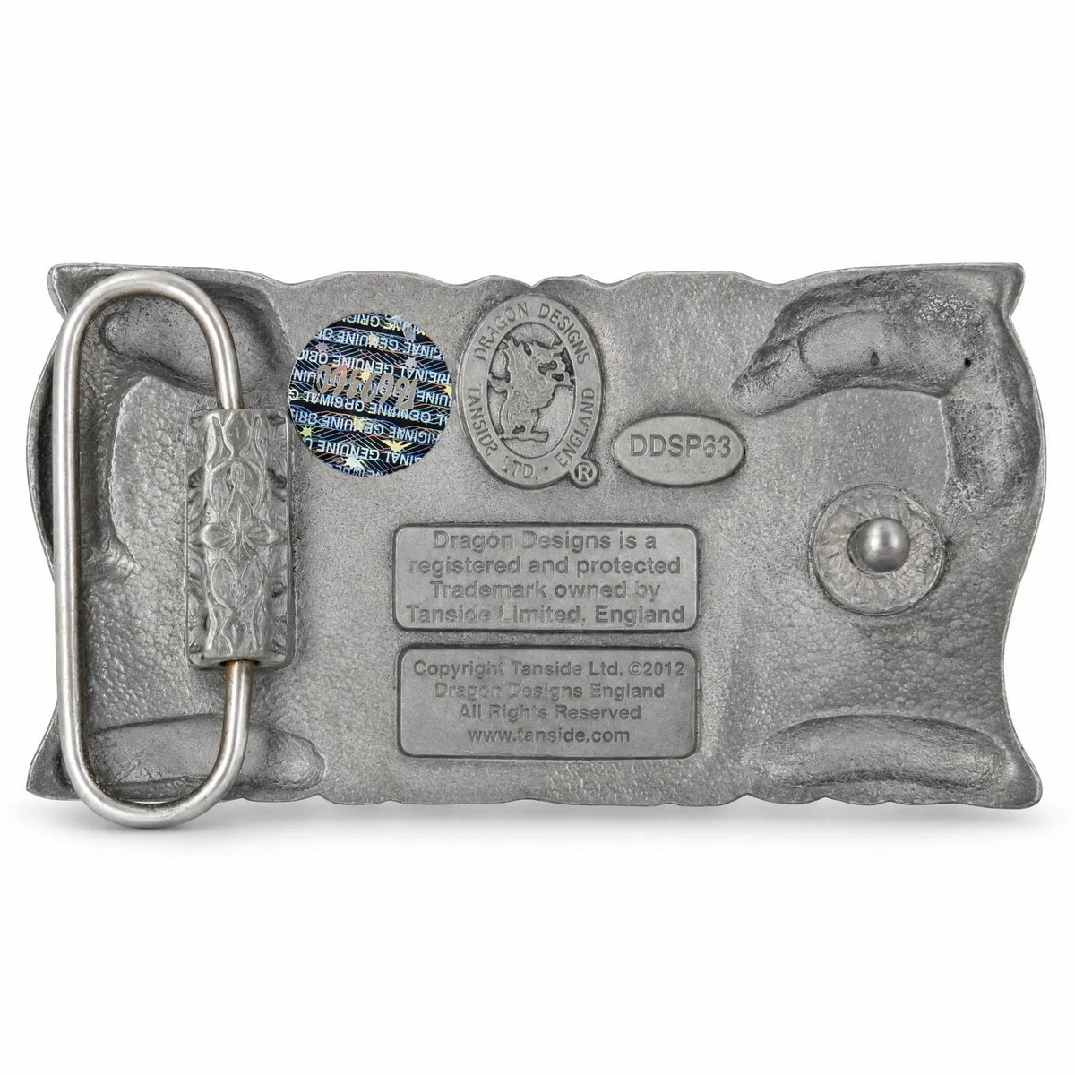 Rear view of the black Celtic Birds Design belt buckle