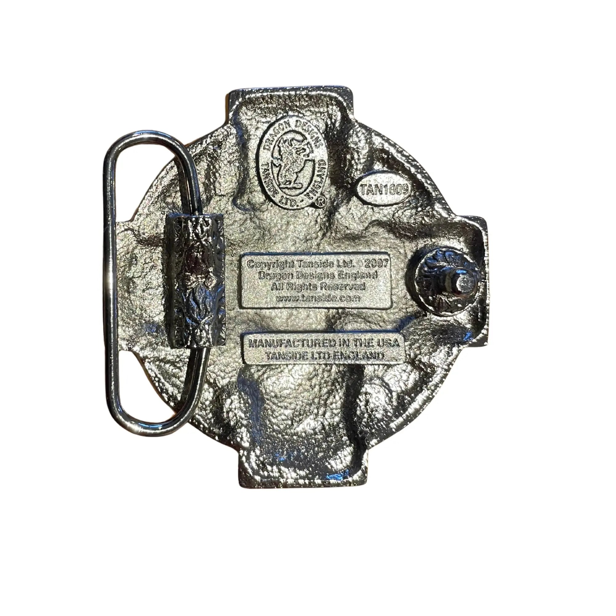 Rear of a Gold and Silver Celtic Cross belt buckle