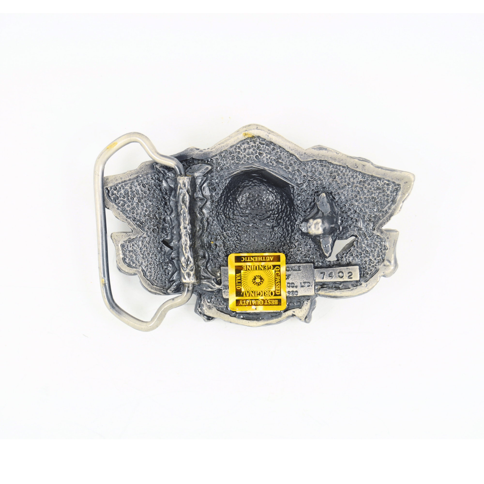 Rear of skull and wings belt buckle