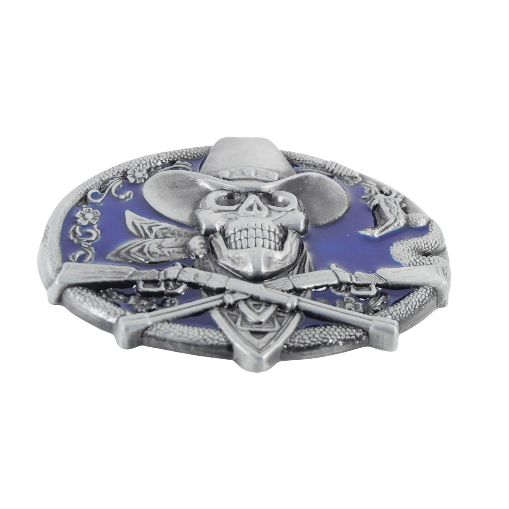 Cowboy Skull western buckle Front Angle