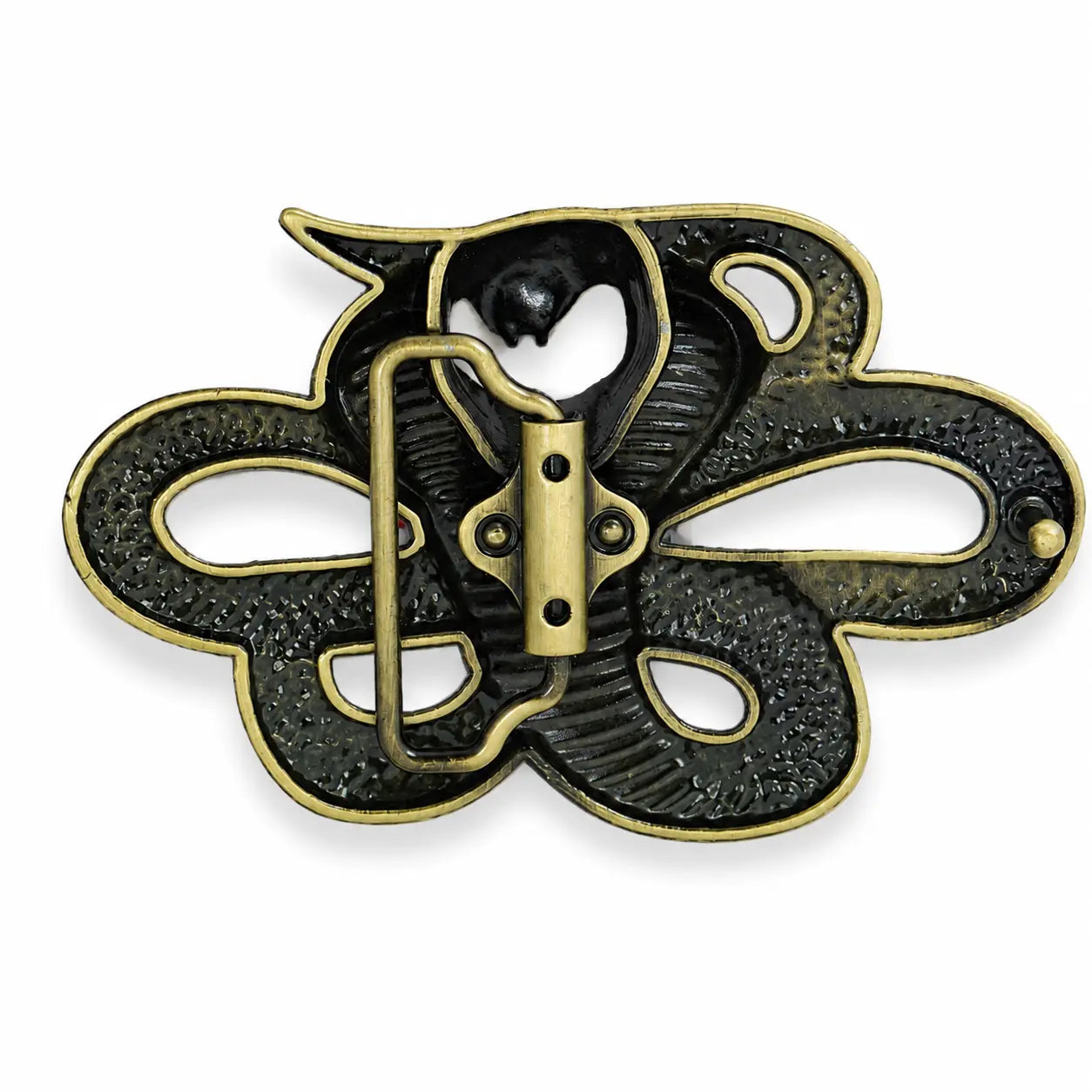 King Cobra Belt Buckle | Antique Brass Snake Design - Flash My Buckle
