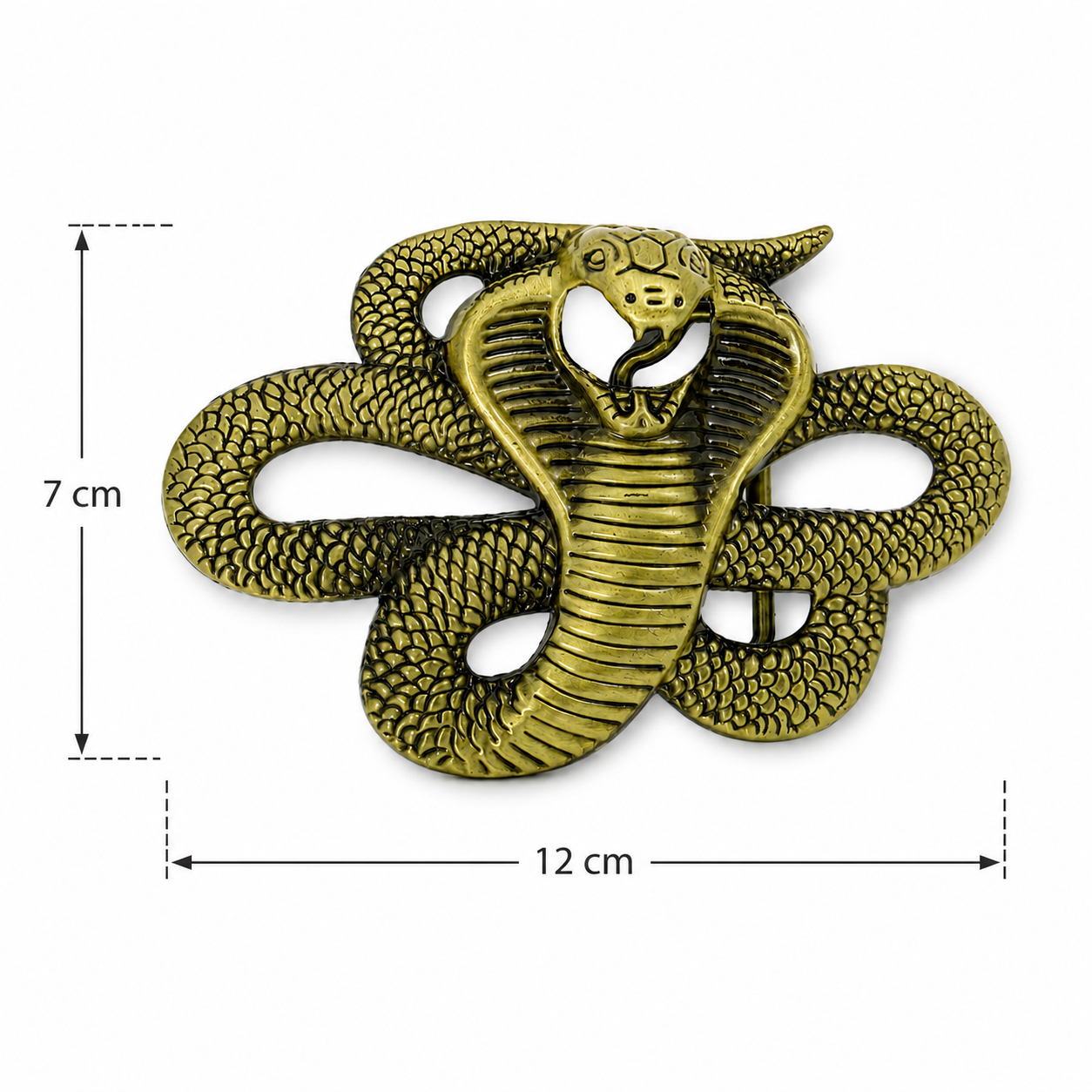 King Cobra Belt Buckle | Antique Brass Snake Design