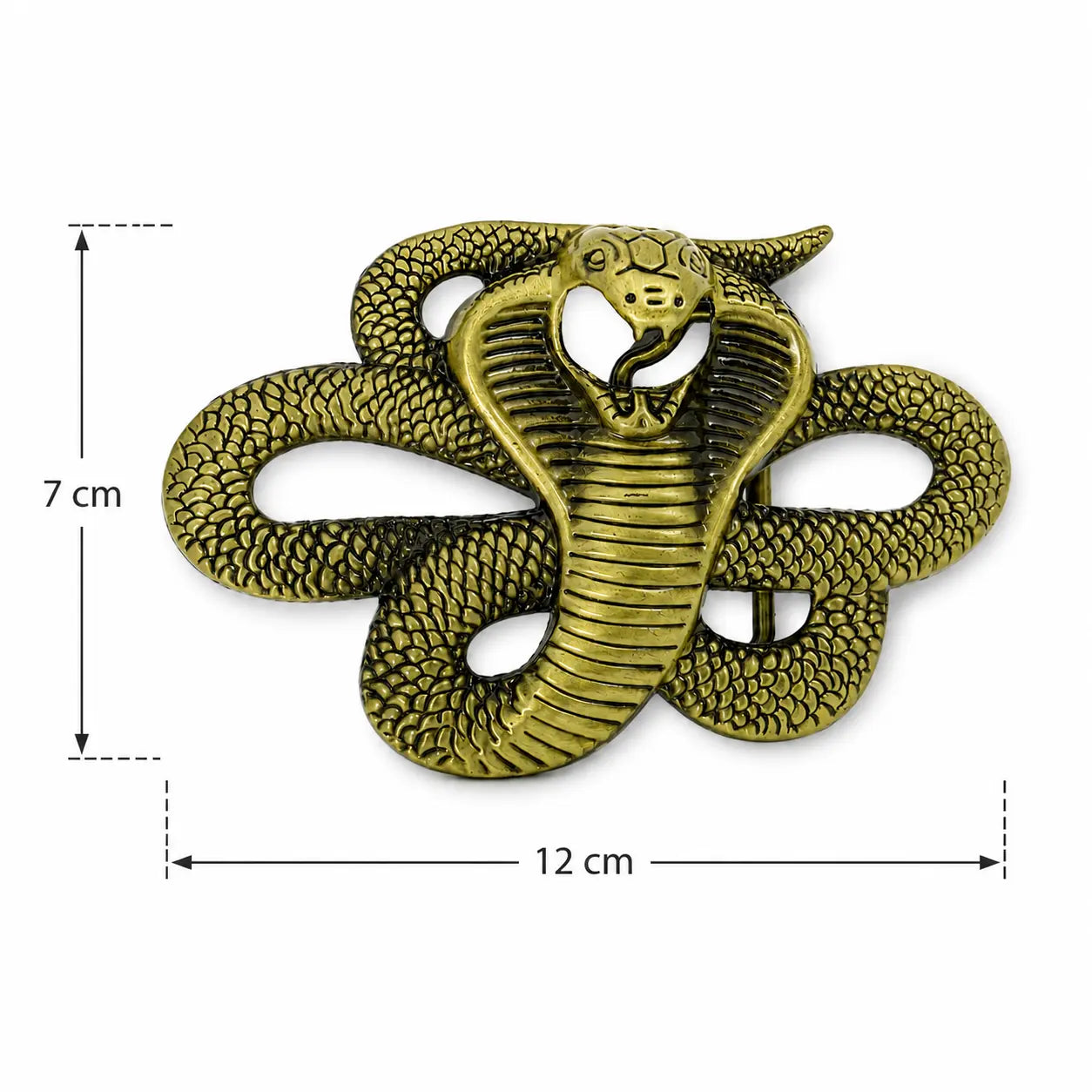 King Cobra Belt Buckle | Antique Brass Snake Design - Flash My Buckle