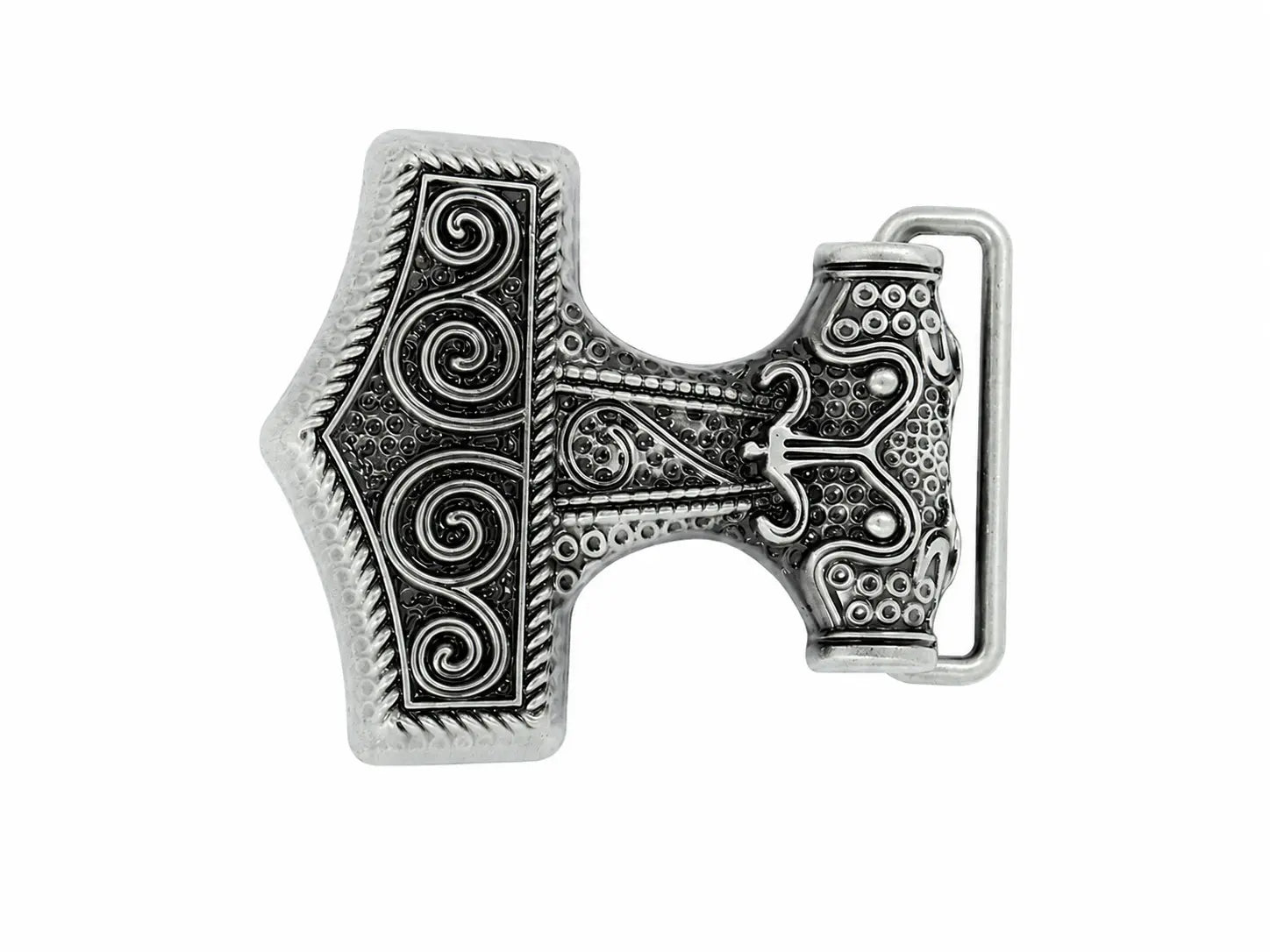 Norse Anchor belt buckle with intricate designs on a white background