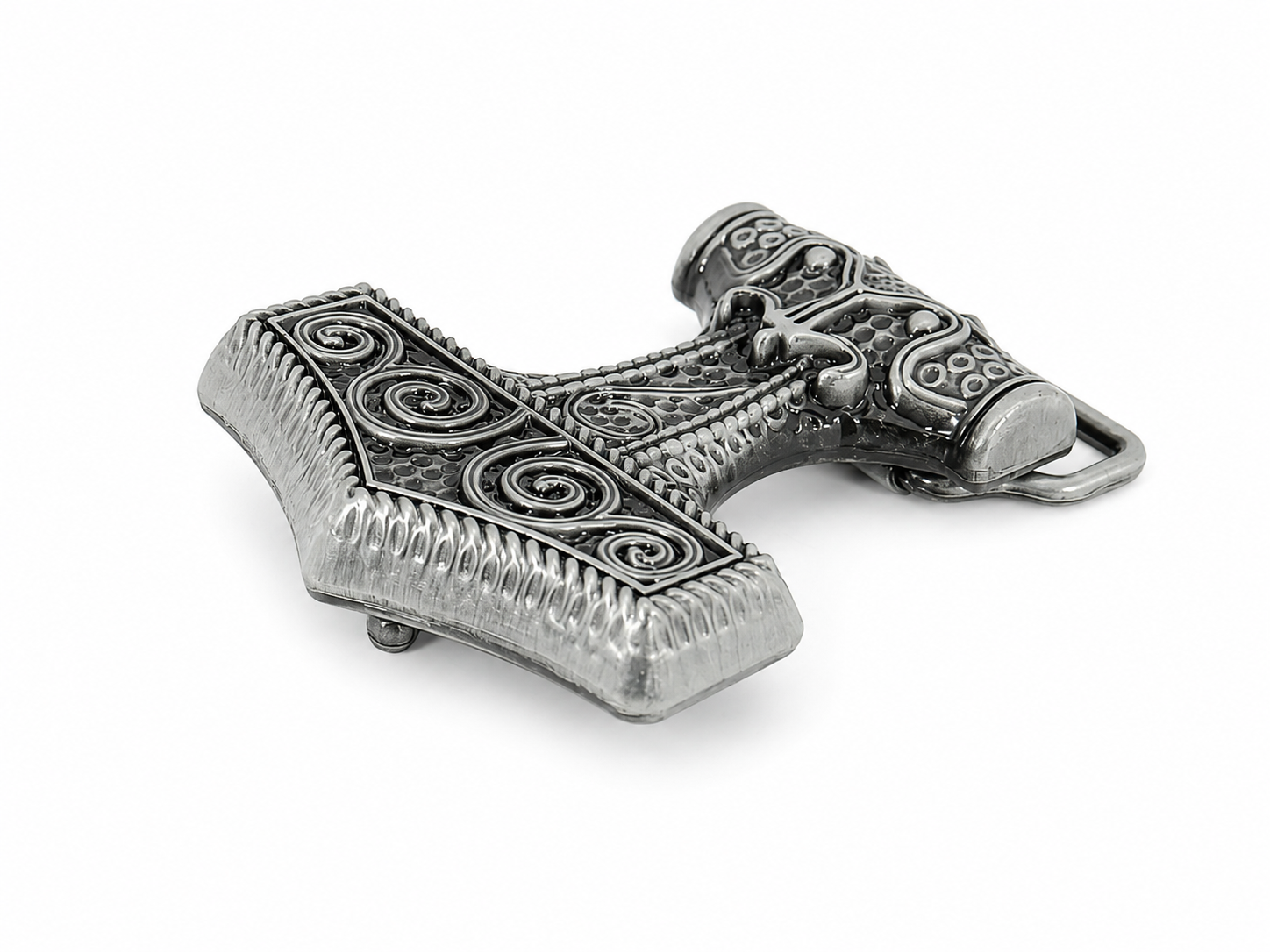Anchor belt buckle with intricate designs on a white background