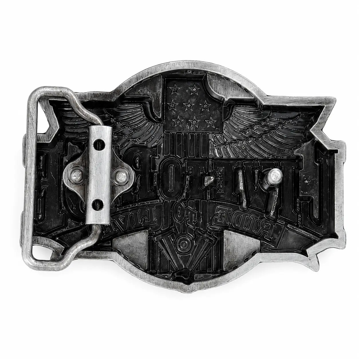 Live to Ride Belt Buckle | Wings, V-Twin Engine & Stars Flash My Buckle