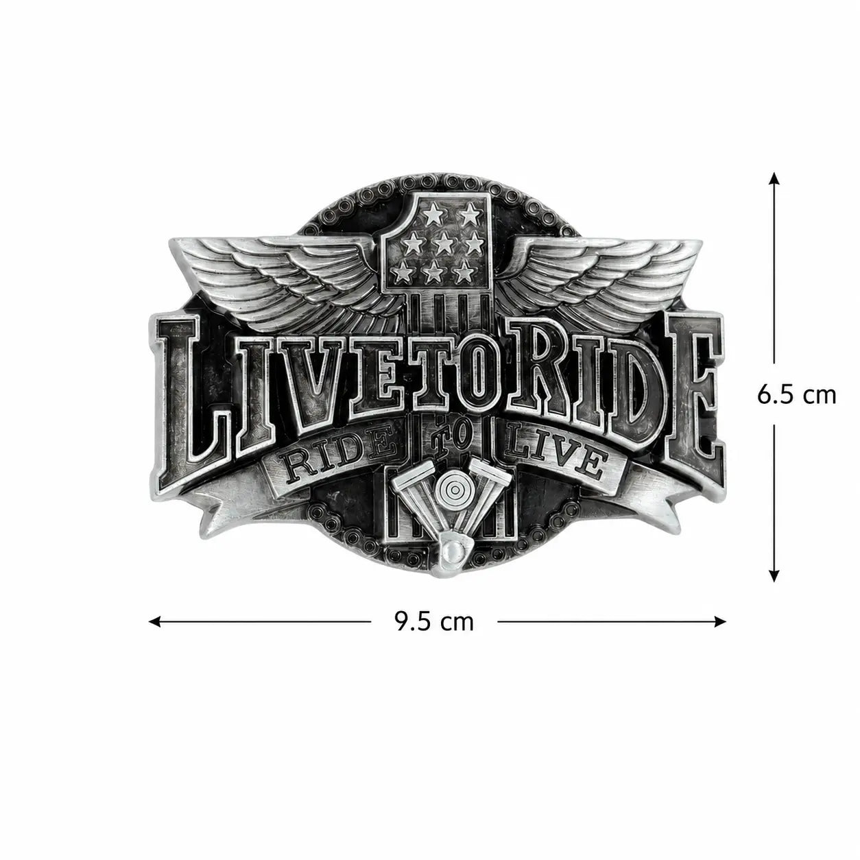 Live to Ride Belt Buckle | Wings, V-Twin Engine & Stars Flash My Buckle