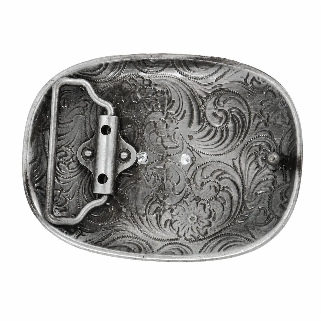 Cowboy Boot Belt Buckle | Brass Boot on Silver Scroll Engraving Flash My Buckle