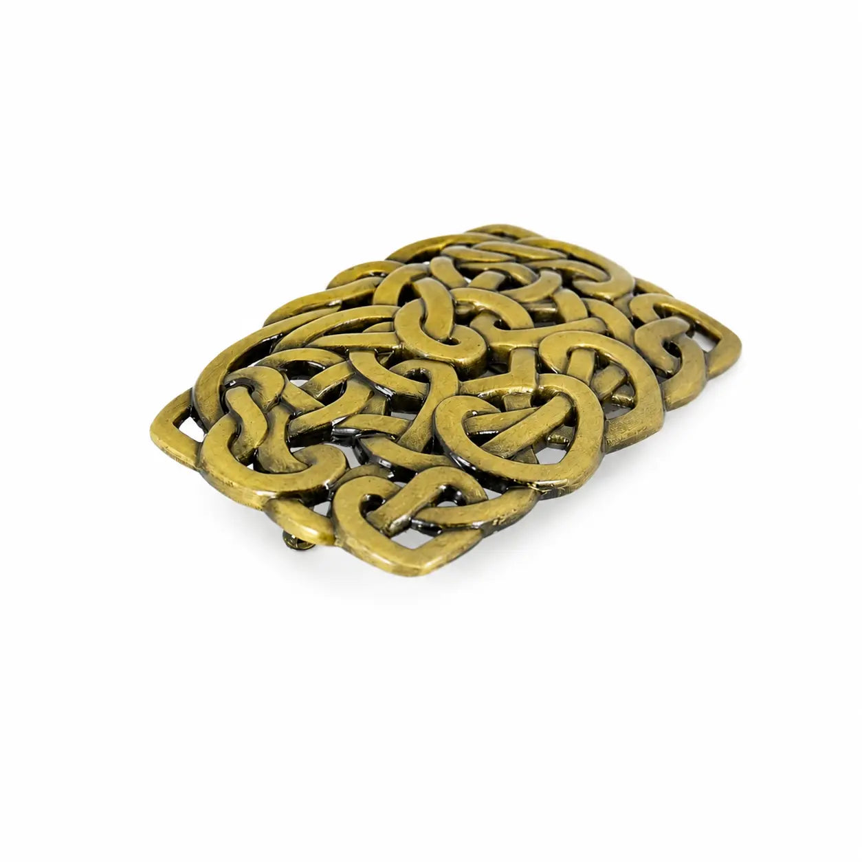 Celtic Knot Belt Buckle | Open Cut Knotwork Design | Antique Silver or Brass Flash My Buckle