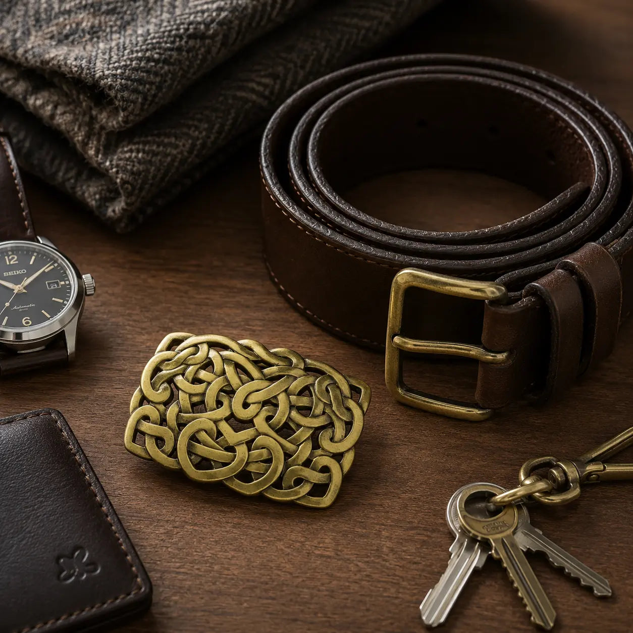 Celtic Knot Belt Buckle | Open Cut Knotwork Design | Antique Silver or Brass Flash My Buckle