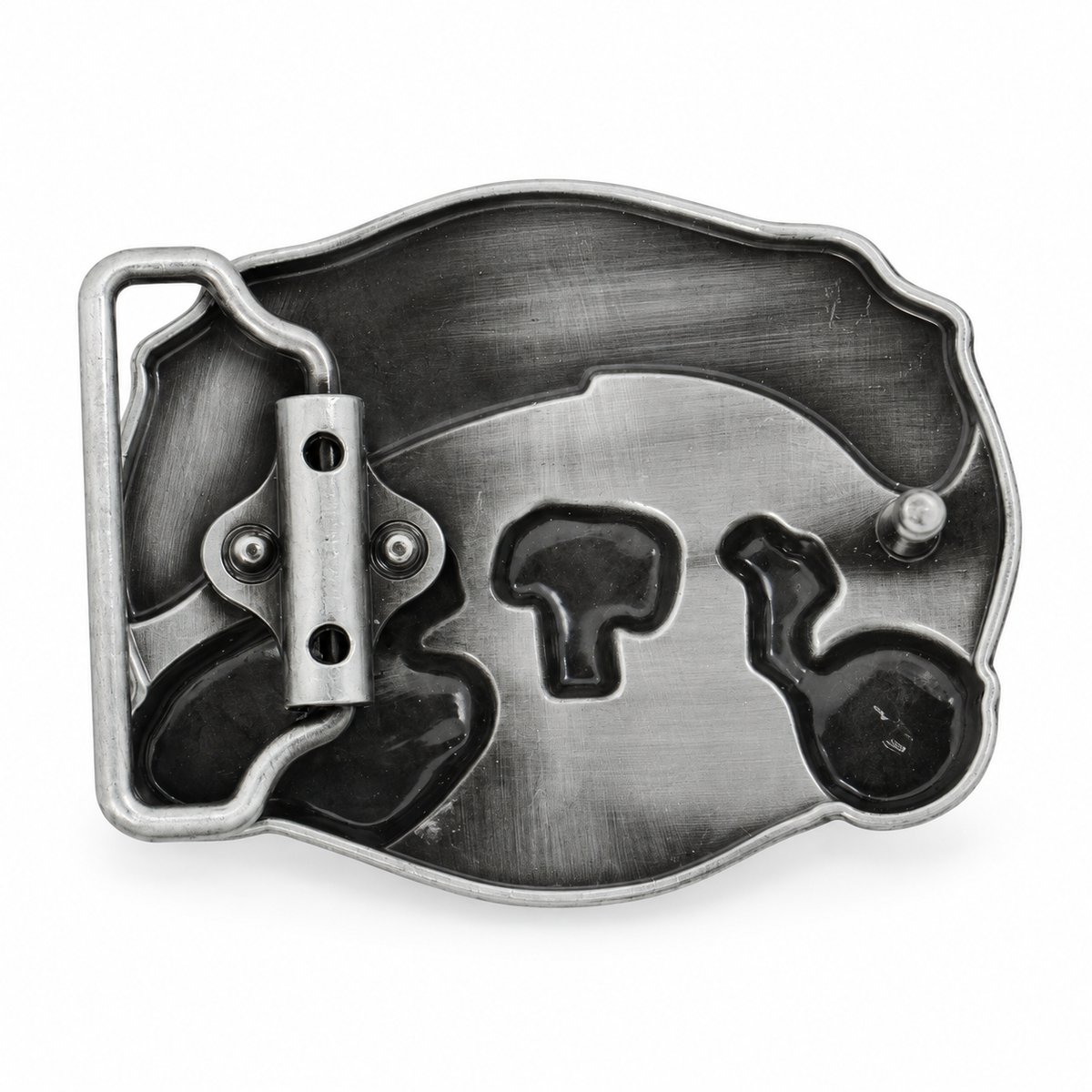 Rear of FMB236 Country Music belt buckle showing interchangeable belt fitting