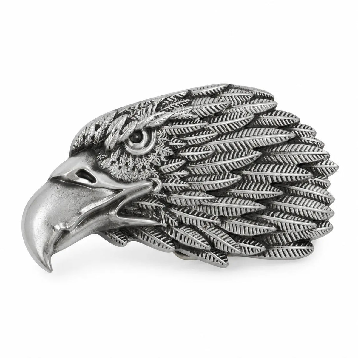 Eagle Head Belt Buckle - detailed silver eagle front view