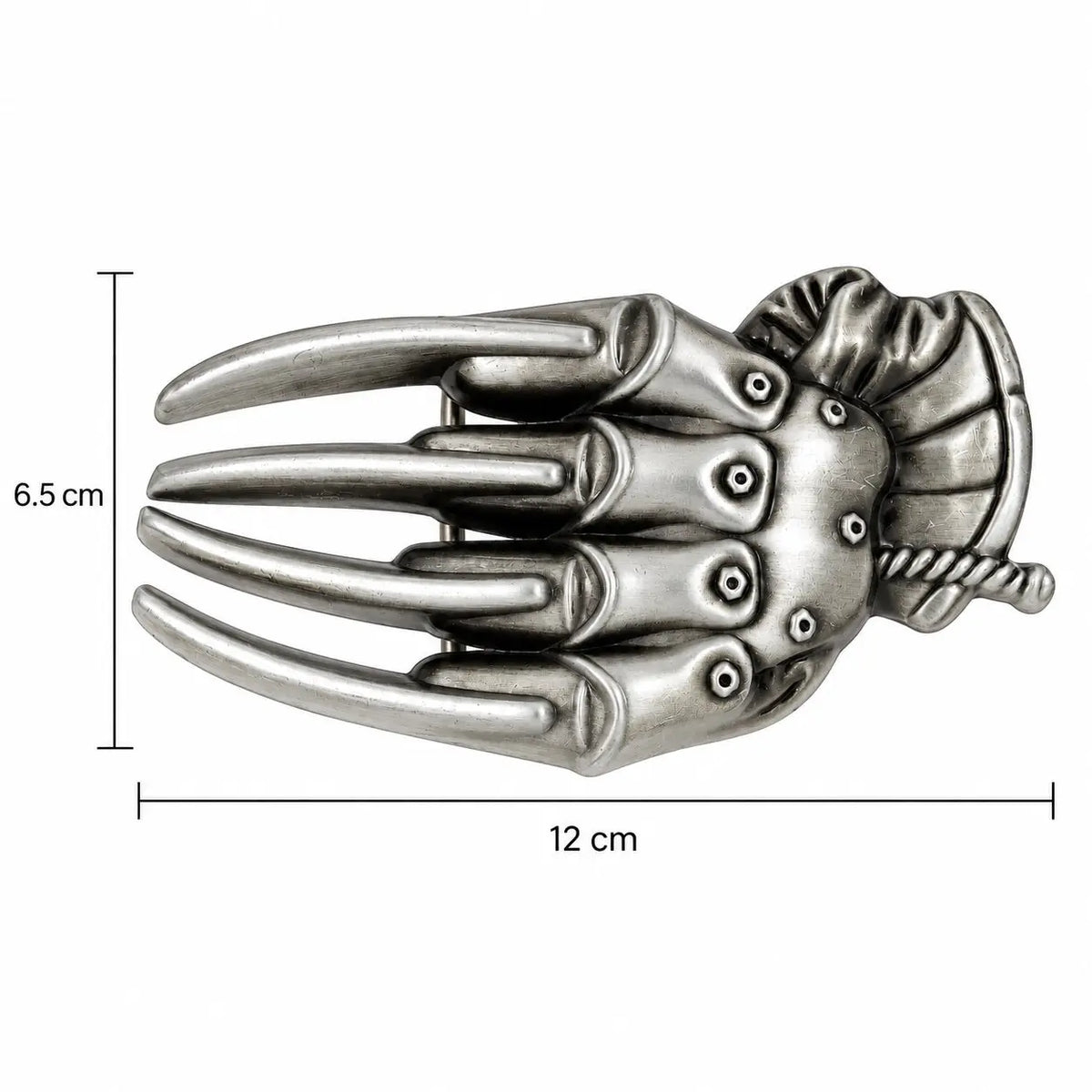 Size guide showing dimensions for the razor glove belt buckle