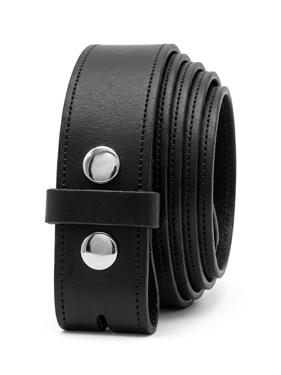 Genuine leather snap-on belt 38mm - made in UK - black brown white