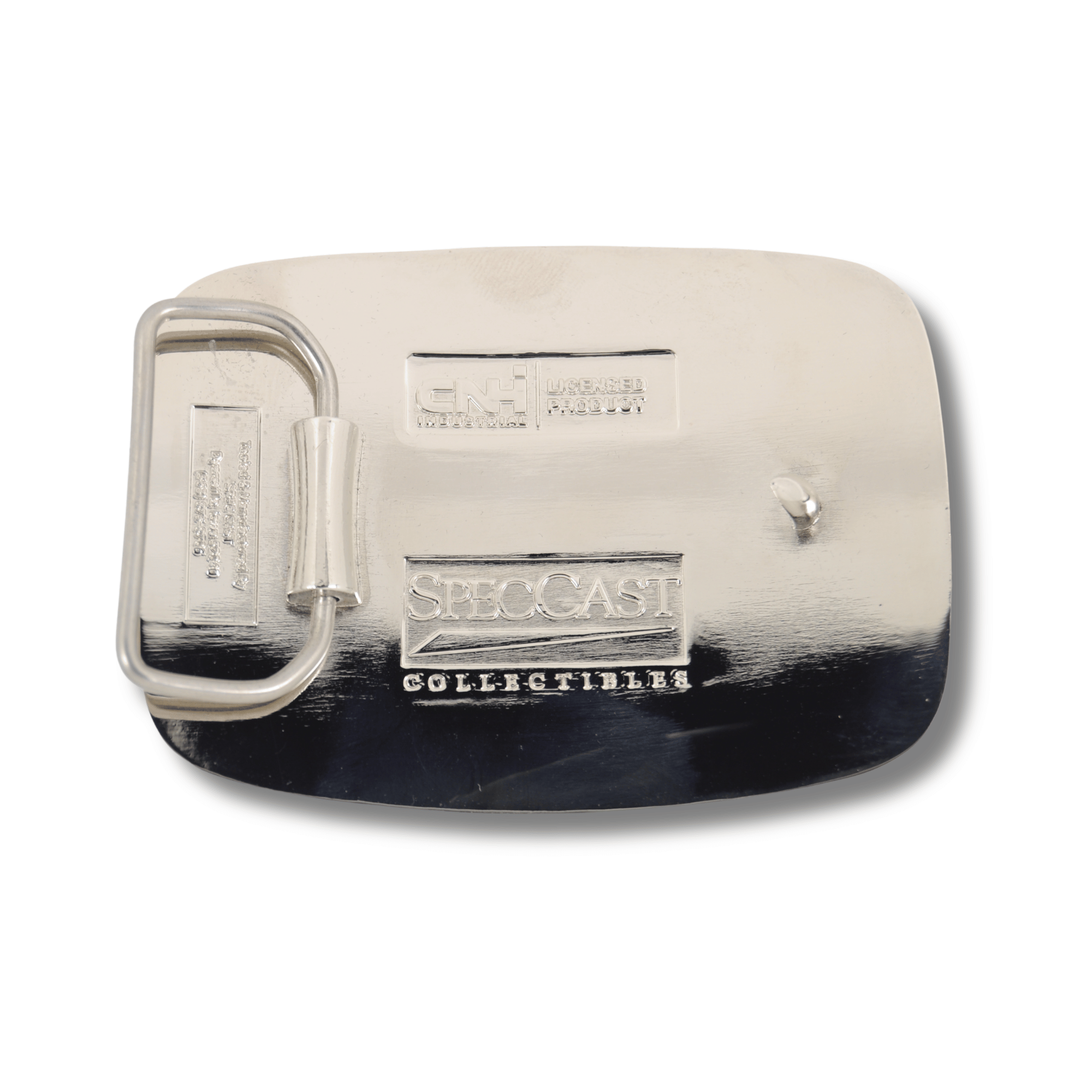 New Holland Belt Buckle with 'SpecCast Collectibles' branding on a chrome
background