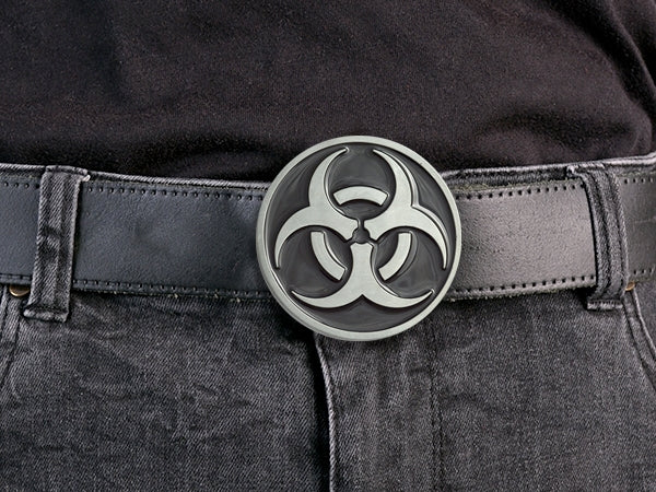 Biohazard Belt Buckle – Black & Silver Symbol