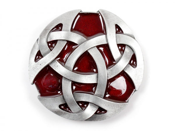 Celtic Belt Buckle – Red Enamel Interlace