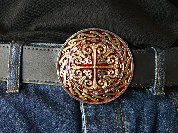 Celtic Silver Cross Shield Belt Buckle