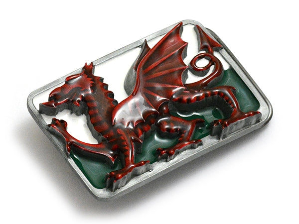 Welsh Dragon Red Enamel Patriotic Flag Belt Buckle