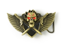Winged Skull with Crossed Daggers Belt Buckle
