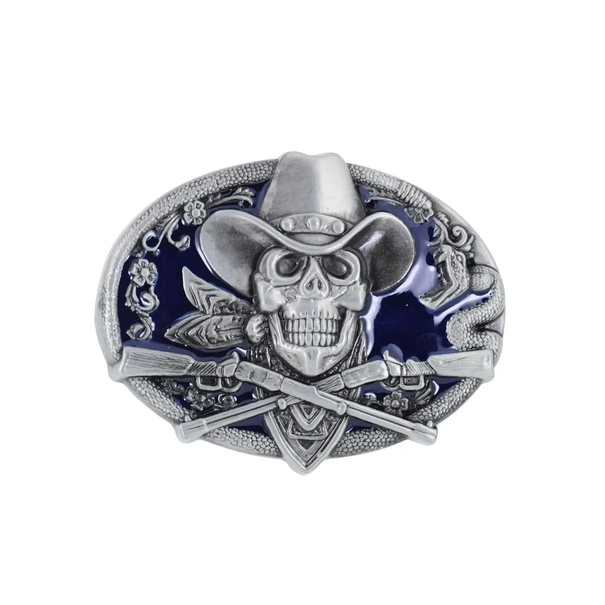 Western cowboy skull belt buckle - All Belt Buckles