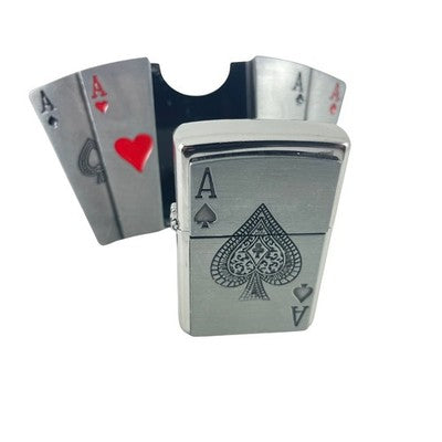 Metallic Ace's playing cards belt buckle on a white background