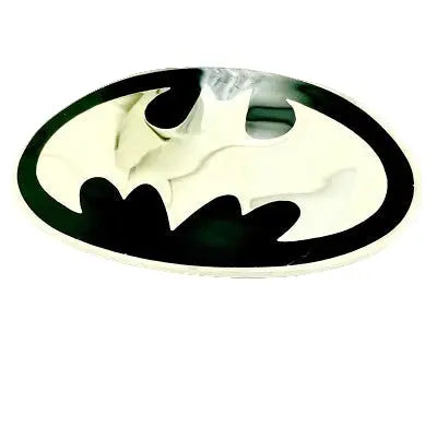 Chrome Batman logo on a black buckle