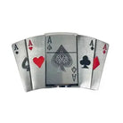 Metallic Ace's playing cards belt buckle on a white background