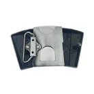 Rear View Metallic Ace's playing cards belt buckle on a white background
