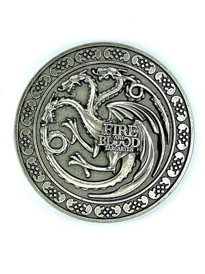 Game Of Thrones dragon design and 'Fire and Blood' text belt buckle