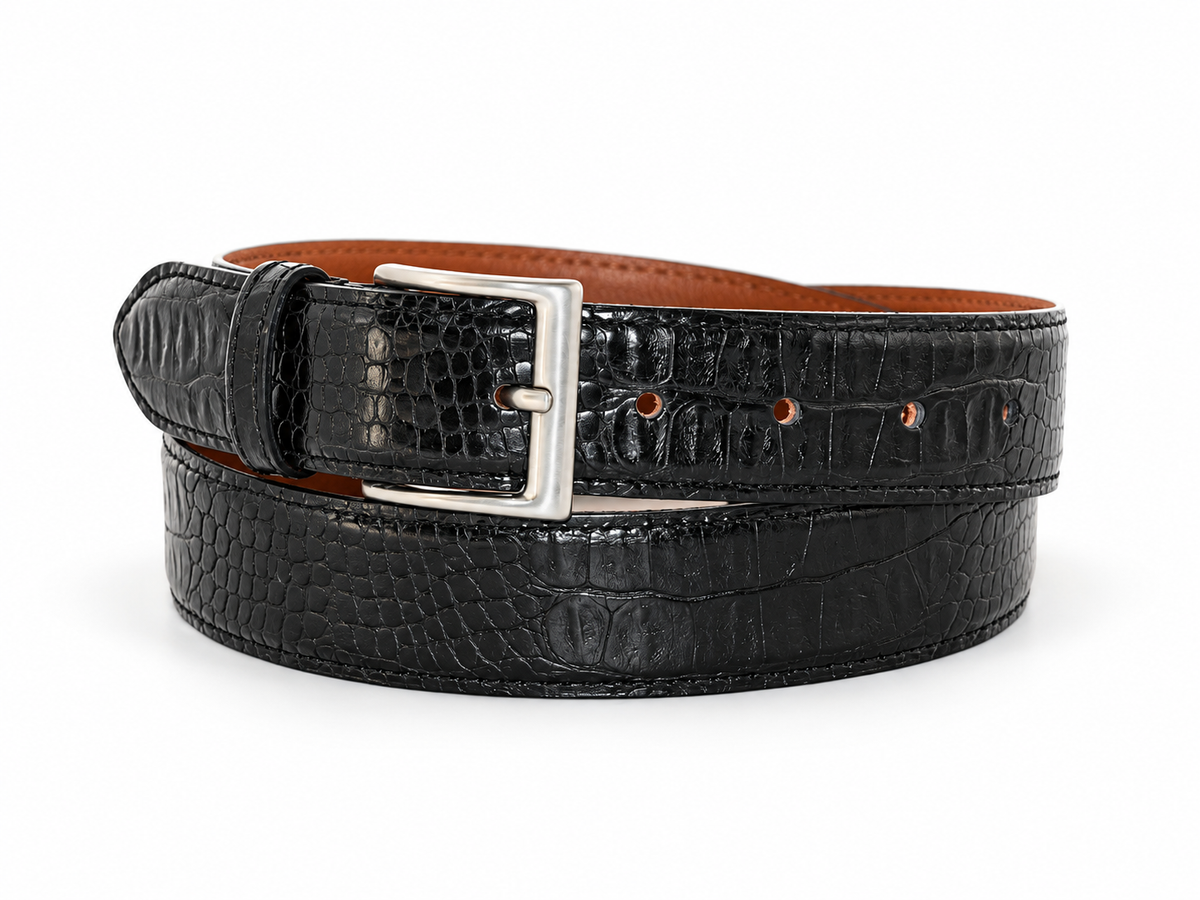 Crocodile Print Leather Belt – 35mm Genuine Leather