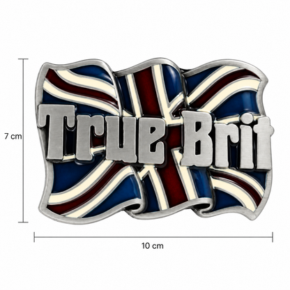 Rear of True Brit Union Jack belt buckle showing belt loop and fastening stud