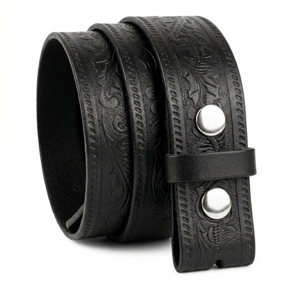 Embossed Leather Belt Strap For Men Without Buckle 1.5" Wide