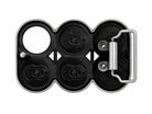 Rear of the 6 cans belt buckle on a white background