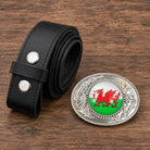 Welsh dragon buckle with black interchangeable leather belt