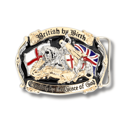 British By Birth Belt Buckle – St. George Design | Chrome & Gold Options
