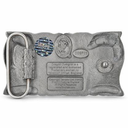 Rear view of the black Celtic Birds Design belt buckle