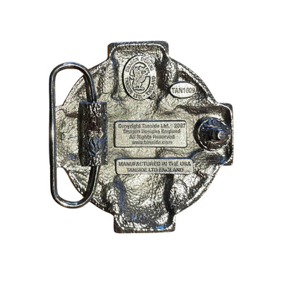 Rear of a Gold and Silver Celtic Cross belt buckle