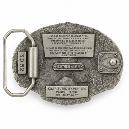 Rear of Arc de Triomphe belt buckle showing belt loop and fastening stud